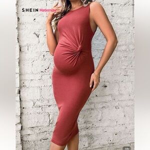 SHEIN Brick Red Maternity Ribbed Top